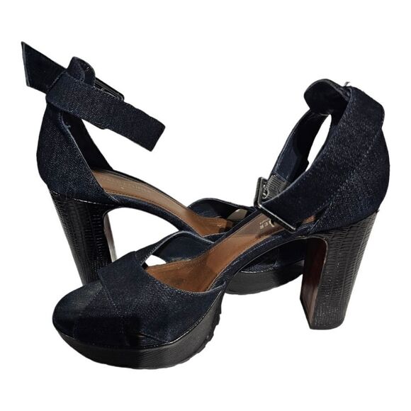 DONALD J PLINER Denim Platform Sandals Heels - Size 10 - Picture 3 of 8